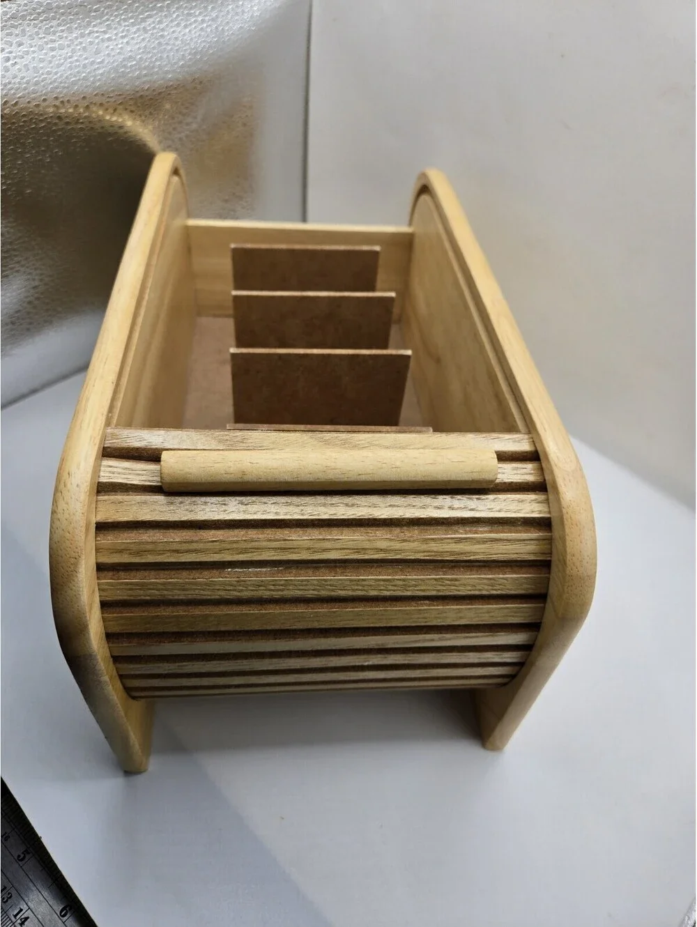 Vtg Mountain Woods Large Natural Wood Roll Top Recipe Box Cottagecore Decor